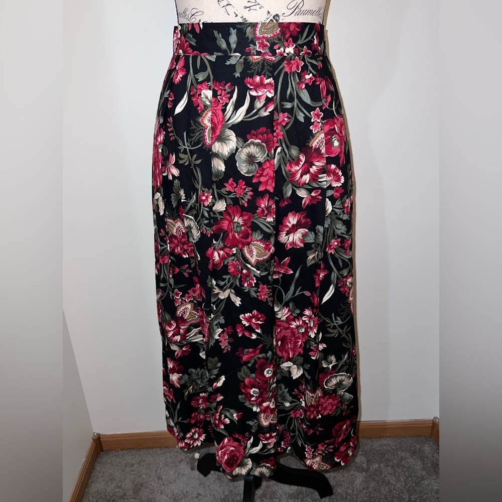 Koret Petites VTG Floral Maxi Skirt/Made in USA/Union Made Rayon/Size 16P
